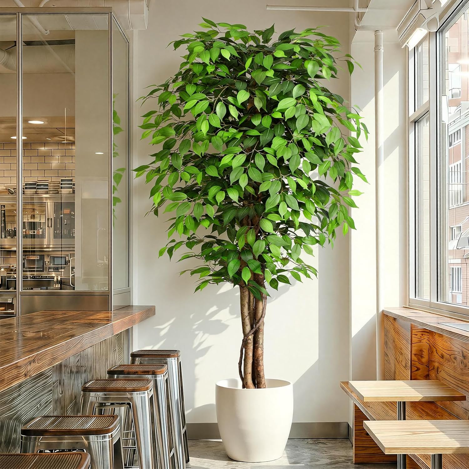 Ficus Lyrata Tree - Lebensechter Künstlicher Ficus-Baum mit Natürlichem Stamm