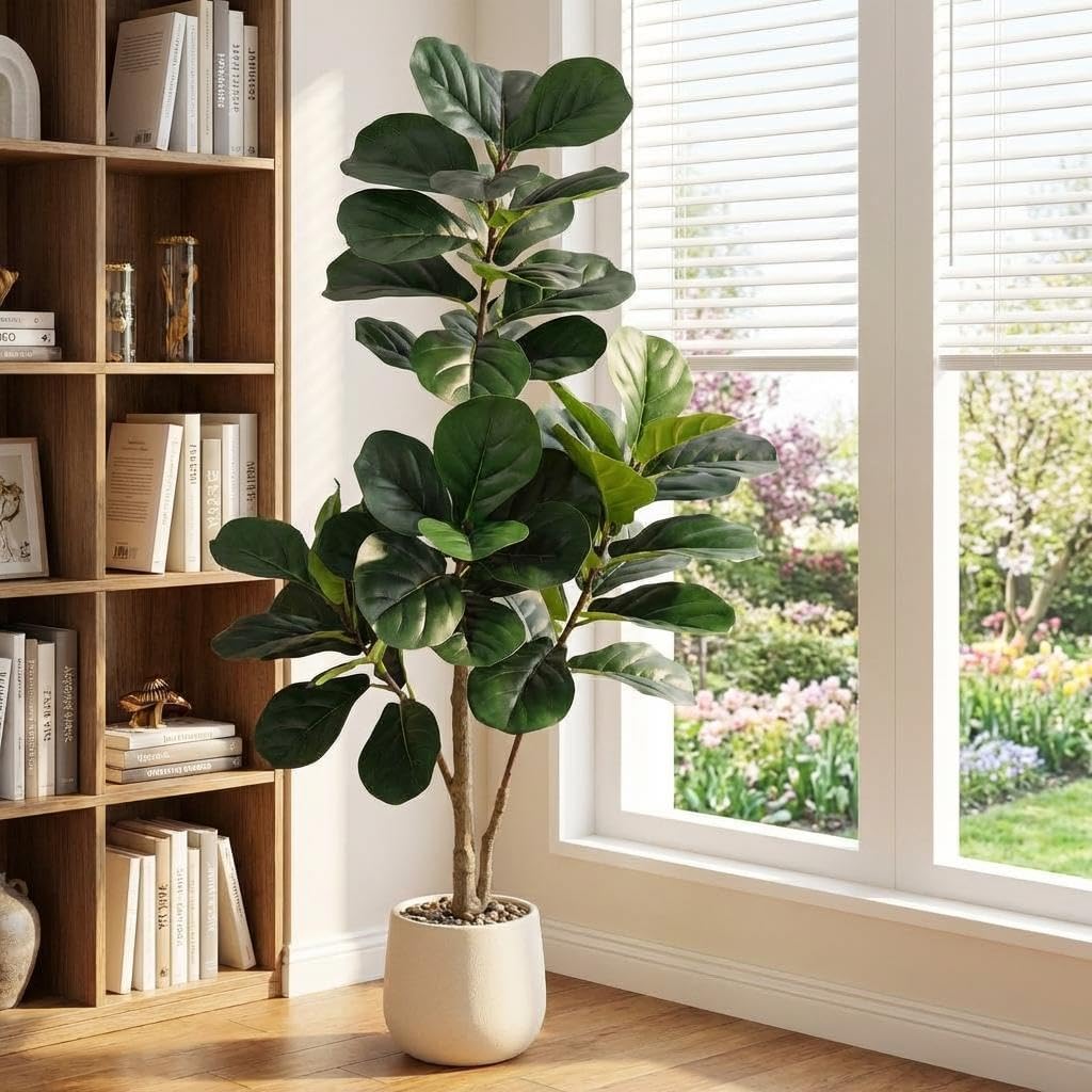 Ficus Lyrata Tree - Künstlicher Geigenblatt-Feigenbaum - Realistische Kunstpflanze Ficus