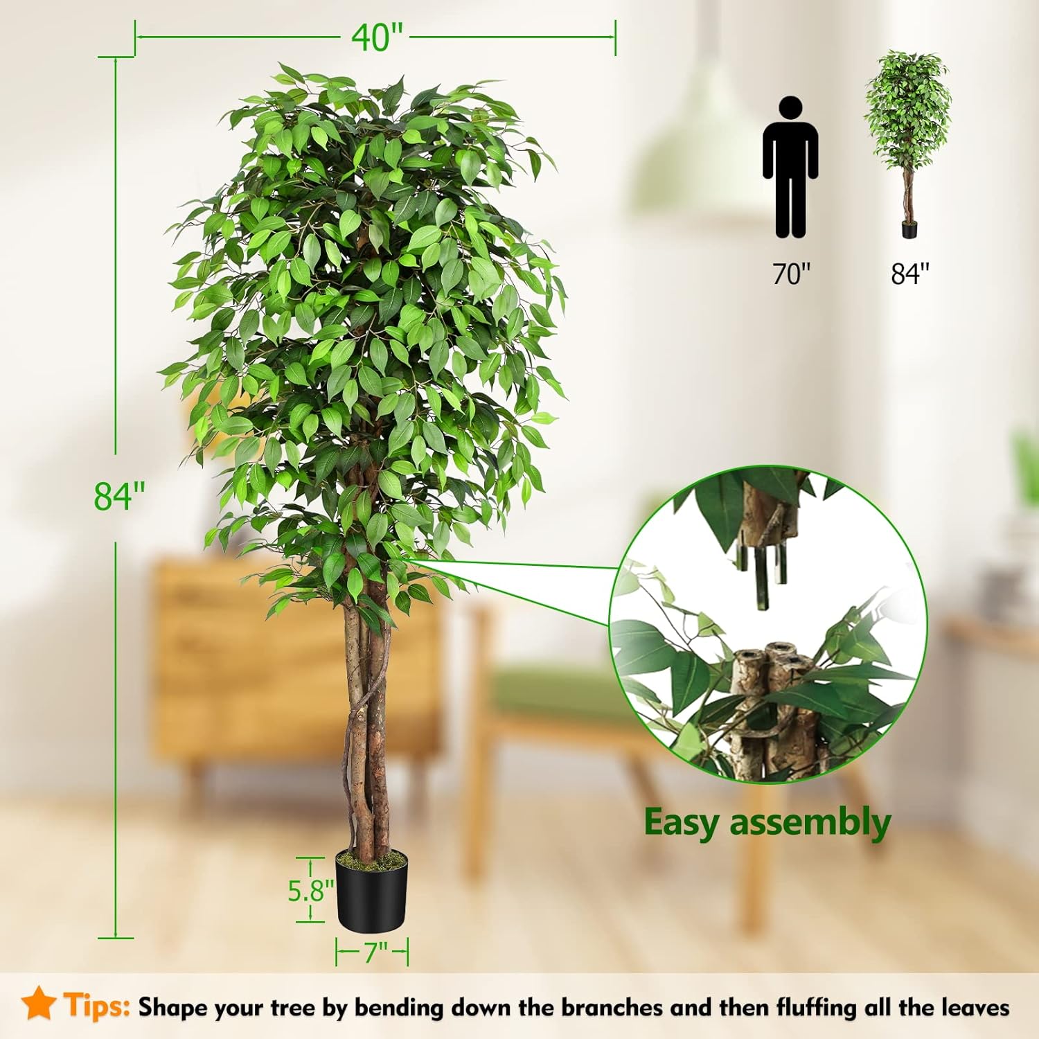 Lebensechter Künstlicher Ficus – Ficus Lyrata Tree Bewertung und Preis